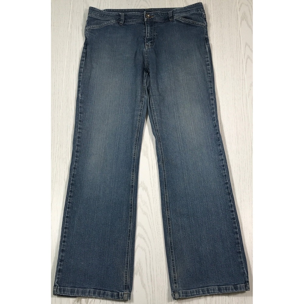 Vintage Pierre Cardin Jeans Women 14 Blue Button Flap Pockets Bootcut Y2K